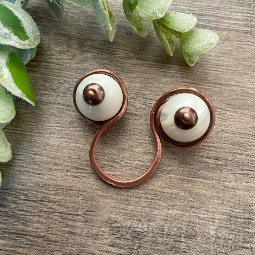 Copper eye puppet adjustable handmade rings - Picture 8 of 11